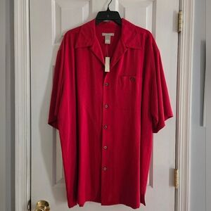 Men's Large Tall Red Button-Up Shirt Nwt